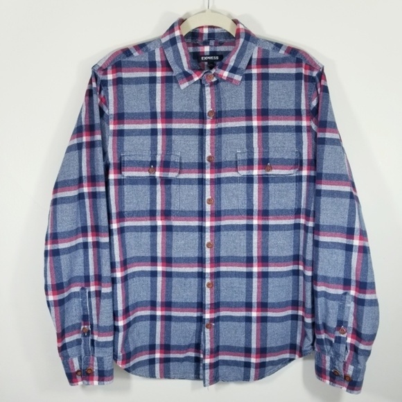 Express Men's Plaid Button Down Longsleeve Shirt - Picture 1 of 7